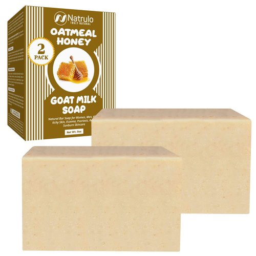 Cactus Honey & Oats Goat's Milk Soap Bar 4 oz – Natural Bar Soap for Women, Men, Kids, Itchy Skin, Eczema, Psoriasis, Rash, Sunburn Skincare – Calming Colloidal Oatmeal Face Cleanser & Body Wash (4 Ounce (Pack of 2))