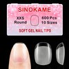 600Pcs Extra Extra Short Round Nail Tips, SINOKAME Pre-etched Small Petite Child Size XXS Round Oval Full Cover Natural Gel Nail Tips, Gel Clear Press on Nails Extra Short,10 Sizes with Refills 4&5