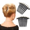 2 Pcs Pearl Hair Comb Black Hair Side Combs Clip Twist Comb Rhinestone Decorative Hair Combs for Women Accessories