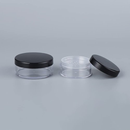 ccHuDE 2 Pcs 50g Plastic Loose Powder Case Empty Cosmetic Powder Container Refillable Makeup Powder Jar Portable Powder Box for Travel