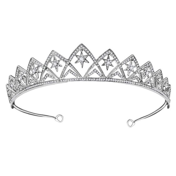 Beaupretty Crystal Wedding Crown Star Tiara Silver Bridal Headdress Rhinestone Headband Christmas Tiara Wedding Pearl Hair Accessories For Women Girls Wedding Christmas Party Prom