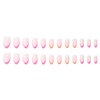 French Tip Press on Nails Short Almond SWEKKE Fake Nails Full Cover Flower False Nails with Designs Pink Yellow Nail Tip Glossy Glue on Nails Acrylic Nails Artificial Nails for Women Girls 24Pcs