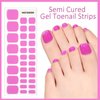 WOKOTO Semi Cured Gel Nail Strips For Toenails, 16 Size 32 Tips Pink Nail Polish Strips With Nail File & Wooden Stick, Works With Any Lamps, Salon-Quality, Long Lasting, Easy To Apply & Remove