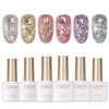 GAOY Glitter Gel Nail Polish Set of 6 Colors Including Pink White Gold Purple Gel Nail Kit for Nail Art DIY Manicure and Pedicure at Home