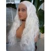 RDY 24inches White Long Body Wave Synthetic Lace Front Wigs Natural Looking White Long Wavy Synthetic Wig Lace Frontal Half Heat Fiber Hair Hand Tied Wig for Women Cosplay Daily Use Hair Wig