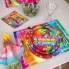 96 Pcs 60's Hippie Plates and Napkins 350 GSM Groovy Party Decorations Disposable Tableware Set Peace Love Tie Dye Birthday Party Decorations for 60s 70s Carnival Baby Shower Party Supplies Serves 24