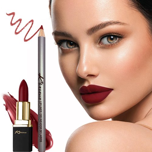 Khasana Lipstick and Lip liner Set, Matte Finish, Vitamin E and Vitamin C Infused for Nourishment, and Hydration, Long Lasting Creamy Formula, Color Matched Gift Pack (TAKE ON ME)
