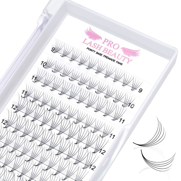 Premade Fans Eyelash Extensions 4D-D-0.10-9-16mix Premade Volume Lash Extensions Pointed Base Fans 0.07 Premade Volume Fans C D Curl(4D-D-0.10,9-16mix)