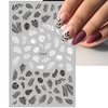 8 Sheet Black Flowers Nail Art Stickers 3D Self- Adhesive Black White Retro Leaf Butterflies Pattern Nail Art Design Classic Fashion Simple Nail Supplies for Women Girls Nails Art DIY Decoration