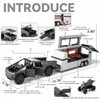 1/32 Pickup Truck and Trailer Toys with Light and Pull Back, Alloy Diecast Pickup Trailer RV Model Kit, Diecast Model Car Toy Truck and Trailer for Boys Adults as Birthday Gifts (Dark Gray)