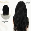 Sunny Black Sew in Hair Extensions 24inch Human Hair Weft Jet Black Hair Extensions Real Human Hair Sew in Black Weft Hair Extensions for Women Add Hair Length 100G