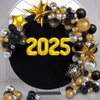 2025 New Year Balloon Garland Arches Kit, New Years Eve Decorations 2025 Happy New Year Balloon Black Gold Balloon for New Year Party Supplies