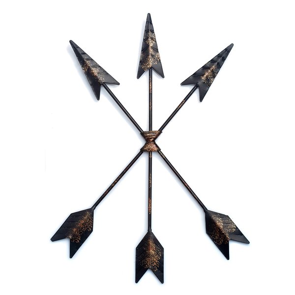 CraftyCrocodile Iron Arrow Hanging Wall Art Decor - Native American, Cherokee, Navajo, Indian, Western, Tribal, Medieval Style - Rustic Metal with Sprinkles of Gold for Bedroom, Living Room, Kitchen