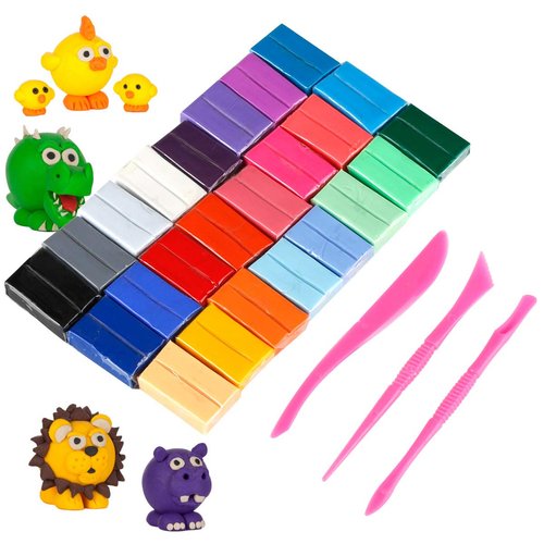 CiaraQ 24 Colors Small Block Polymer Clay Starter kit, Oven Bake Clay, DIY Molding Clay, Great Gift for Kids, Beginners
