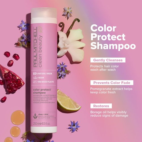 Paul Mitchell Clean Beauty Color Protect Shampoo, Gently Cleanses, Protects Hair Color, For Color-Treated Hair, 8.5 oz.