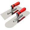 Stainless Steel Flat Finishing Trowel (11" x 4") and Pool Trowel (14" x 4") Concrete Tools Set Cement Drywall Plastering Masonry Construction Hand Tool
