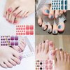 DANNEASY 20 Sheets Toe Nail Stickers Full Nail Wraps Self Adhesive Toenail Polish Strips Toes Nail Stickers Toenail Stickers Polish Manicure Sticker with Nail File, Cuticle Stick