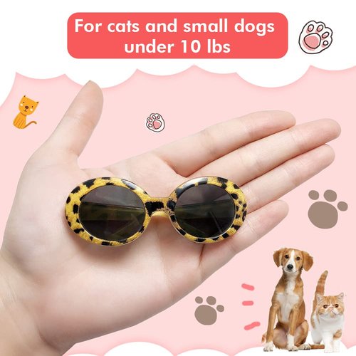 Pibupibu Retro Oval Small Dogs Cats Eye Wear Party Favors Pet Sunglasses Set Cute Funny Cosplay Dolls Costume Photo Props