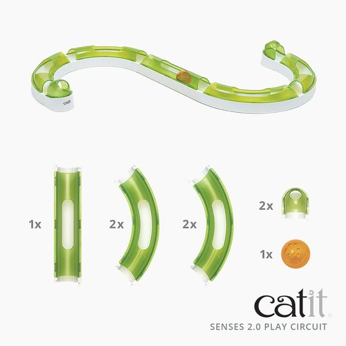 Catit Senses 2.0 Play Circuit Interactive Cat Toy - 8-Piece Closed-Track Ball Toy for All Breed Sizes