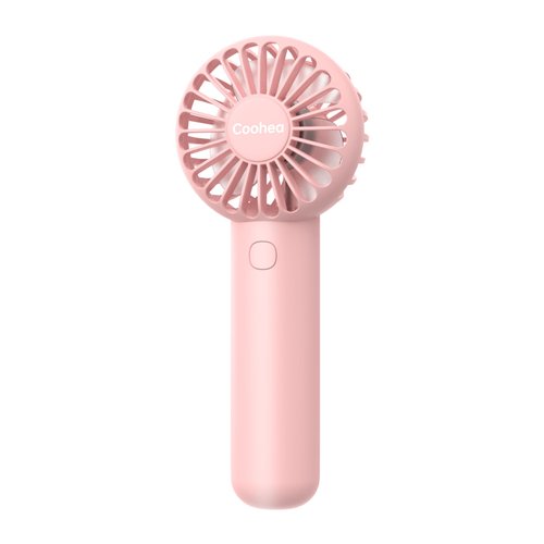 Coohea Handheld Fan Mini Portable Fan USB Rechargeable Battery Fan 3 Speeds Powerful Personal Fan Cute Small Cooling Fan with Base Lanyard for Eyelash Makeup Travel Trip Beach Indoor Outdoor, Pink