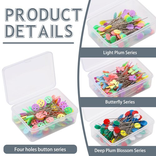 404Pcs Flat Head Straight Pins Kits, Sewing Flat Head Pins Set, Colored Head Sewing Pins Quilting Pins with Storage Box for DIY Handicraft Marking and Positioning in Sewing