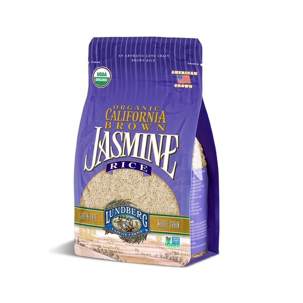 Lundberg Organic Jasmine Rice, Long Grain Brown Rice - Non-Sticky, Fluffy Aromatic Rice, Organically Grown in California, Pantry Staples, 32 Oz