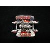 Generic Small pink red silver metal hair claw clip with crystals bridal clip