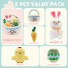 5Pcs My First Easter Basket Stuffed Plush Playset Easter Basket Stuffers Stuffed Cartoon Bunny Easter Egg Plush Basket for Kids