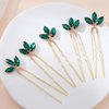 5PCS Green Wedding Hair Pins for Bride Crystal Bridal U Hair Pins for Party Women Rhinestone Hairpins (Green)