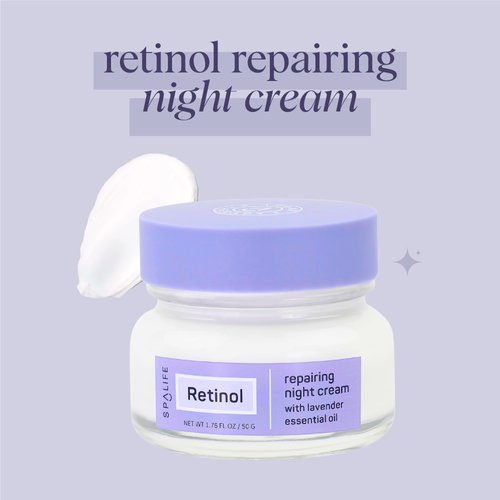 SpaLife Retinol Repairing Night Face Cream – For Fine Lines & Wrinkles, Dull Skin, Uneven Skin Tone, Loss of Elasticity with Retinol, Witch Hazel, & Lavender Essential Oil – Retinol Moisturizer