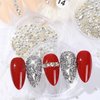 1300Pcs Crystal White Nail Art Rhinestones Crystal Clear Nail Charms 60 Multi Shapes Crystal Flatback Rhinestones Big Gems +1240 Round Beads K9 Glass Stones Diamonds jewels for Nails Faces Eyes Makeup