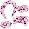 VELSCRUN 6 Pack Hairband, Makeup Headband, Face Wash Headband, Skincare Headbands, Leopard Print-Pink, Microfiber, One Size Fits All, Ideal Gift for Women