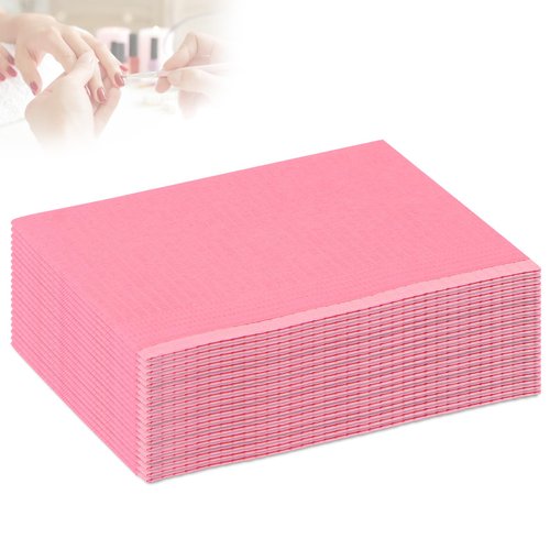 MIDELONG Disposable Nail Art Table Towels Mat 3 Ply Tissue Waterproof Nail Tips Art Paper 13" x 18" Waterproof Clean Pads Foldable Nail Tips Art Table Cushion for Salons Pink, 20 Pcs