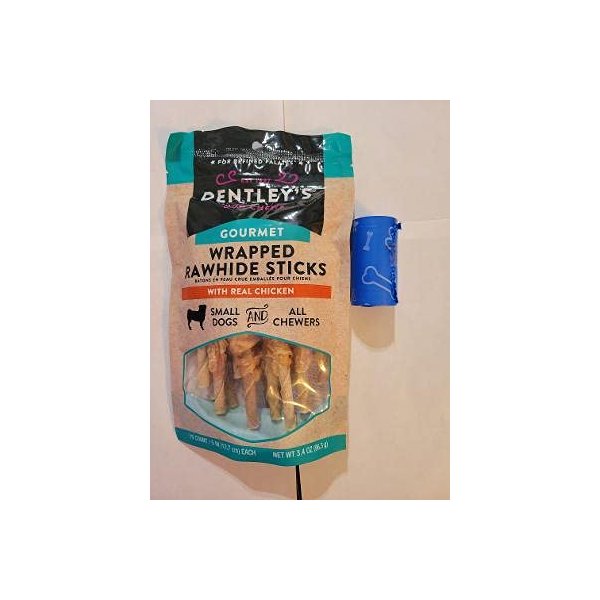 Dentley 15 Count Gourmet Wrapped Twist Treats and 1 Dog Waste Roll