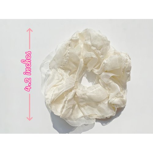 Lemeilleur Hair Scrunchies 2PCs Hair Ties with Lace Ruffles Fluffy Scrunchies Headwear Hair Band Hair Accessories, White and Pink