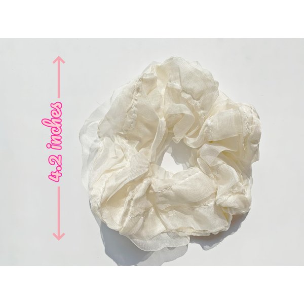 Lemeilleur Hair Scrunchies 2PCs Hair Ties with Lace Ruffles Fluffy Scrunchies Headwear Hair Band Hair Accessories, White and Pink