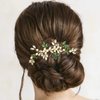 BETITETO Pearl Crystal Hair Comb Bridal Green Rhinestone Gold Vine Hair Piece Accessories for Wedding Women