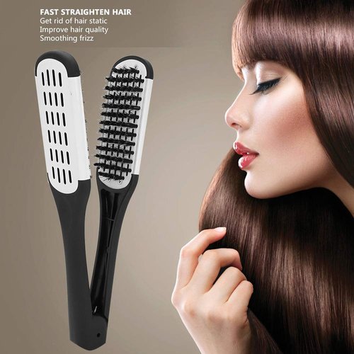Hair Straightener Brush, Professional V Shaped Clamp Styling Comb Hair Straightening Comb Hairdressing Tool Daily Hair Care for Home Hair Salon Barber Shop and Travel Use