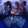 89 PCS Glow in The Dark Neon Temporary Tattoos, Fluorescence UV Blacklight Body Face Fake Tattoo Stickers for Kids Women Men, Glow Tiny Tattoo for Birthday Makeup Rave Party Accessories Decoration