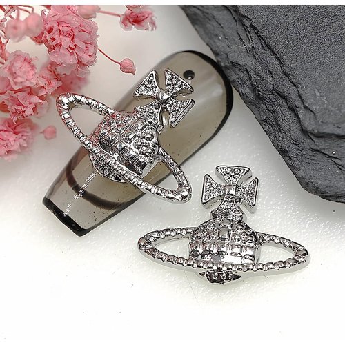 60Pcs Planet Nail Charms Cross Nail Charms for Acrylic Nails Gold and Silver 3D Y2K Kawaii Nail Jewelry DIY Nail Art Decoration Supplies Mental Nail Gems for Women and Girls, Silver and Gold