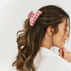 Checkered Hair Claw Clips for Women Cute Claw Clip Pack, Checkered Hair Clips for Girls Medium Size Hair Claws for Thick Hair Checkered Claw Clips No-Slip Grip Aesthetic Hair Accessories (Pink-white)