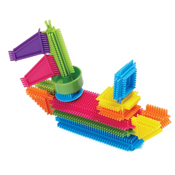 Edushape Travel Brix Interlocking Baby Building Blocks - 33 Pcs Toddler Blocks Interlocking Bricks - Stacking Blocks for Toddlers 3-5 with Travel Platform Fit for Play On The Go