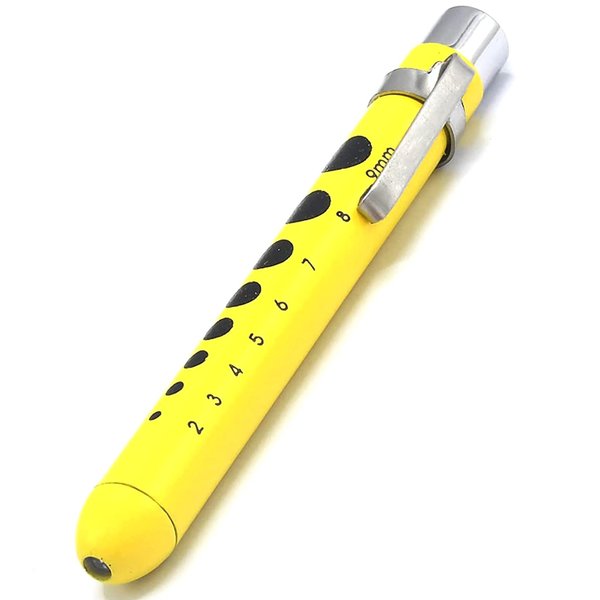 AAProTools Pen Light Nurse Penlight Reusable White Led Pen Light with Pupil Gauge Measurements for Doctor Stethoscope Healthcare Nursing School Students(Yellow)