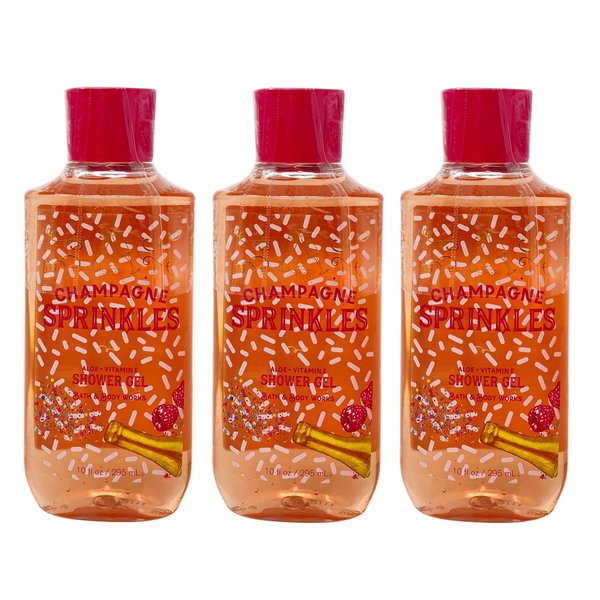 Generic Bath and Body Work CHAMPAGNE SPRINKLES Shower Gel Bundle - Lot of 3, orange