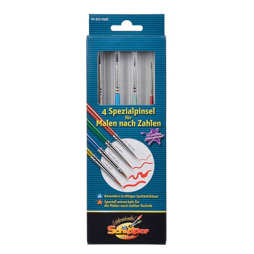 Schipper Paint Brushes, Set of 4 - Artists Paintbrush Set, Flagged Bristle, Acrylic, Gold