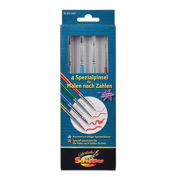 Schipper Paint Brushes, Set of 4 - Artists Paintbrush Set, Flagged Bristle, Acrylic, Gold