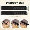 6Pcs Adjustable Elastic Wig Bands Removable Buckles Nonslip Wig Strap Wig Strips with Wavy Silicone Black Glueless Wig Cap Accessories for Sewing Making Keeping Fixed Wigs Edge Wrap Hair Styling