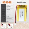 AKZYTUE 3.7V 903048 1200mAh Lipo Battery Rechargeable Lithium Polymer ion Battery Pack with PH2.0mm JST Connector