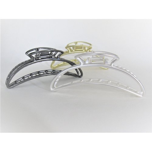 Generic Long silver, gold or dark silver tone metal hair claw clip (Primary color: Gold), 1 Count (Pack of 1)