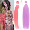 Menethe Hair Braiding Hair Pre Stretched 24 inch Colored Prestretched Braiding Hair Natural as Human Braiding Hair Extensions Crochet Hair Synthetic Crochet Braids(24Inch,Pink/White/Light Purple#).